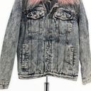 Juicy Couture  Black Label Pink Fur Collar Acid Wash Denim Sherpa Lined Jacket Photo 5