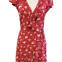 American Eagle  Red Floral Wrap Dress Medium Photo 0