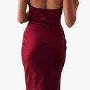 NWT S Wine Red Sleeveless Satin Cowl Neck Dress Photo 2