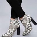 Qupid  Black and White Snakeskin Faux Leather Heeled Boots Photo 1