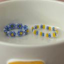 Handmade Beaded Blue Flower Rings - Set of 2 Photo 0