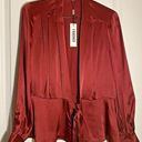 L'Agence NWT  Satin Burgundy Long‎ Sleeve Top with Tie Front, Size XS Photo 0