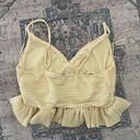 PaperMoon Light Yellow Cropped Halter Top Photo 1