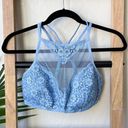 Xhilaration Baby Blue Floral High Neck Strappy Lace Bralette Photo 0