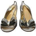 Kate Spade  Shoes Silver Glitter Bow Accent Slip On Peep Toe Slingback Pump Heels Photo 4