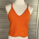 Mango  Knit Cropped Tank Top Orange/Sequin-Medium Photo 0