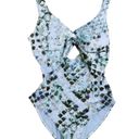 DKNY  SPLASH Peek-a-boo Twist Front Cutout Blue One-Piece Swimsuit US 12 NWT Photo 4