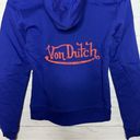 Von Dutch Zip Up Blue Hoodie with Orange Logo Signature Size Small Photo 5