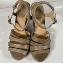 Frye Women's  Corrina stitch Taupe Leather Sling Back Wedge Sandals Sz 8.5M Photo 2