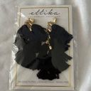 Ettika NWT  daydreamer tassel 18k gold plated earrings in black fabric Photo 2