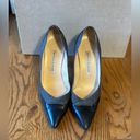 Manolo Blahnik  Black Leather and Grey Tweed Fabric Heel Pumps Photo 4