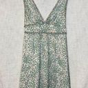 BCBGeneration  Women’s teal grey white v-neck plunge A-line satin feel dress Sz 8 Photo 0