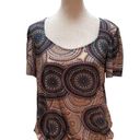 Ava James Multi-Color Short Sleeve Scoop Neck Elastic Bottom Blouse Size Small Photo 0