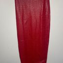 Naked Wardrobe  Women's Size XS Crocodile Midi Skirt Red Vegan Leather Slit NWT Photo 2