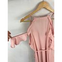 Lush Clothing Lush Cold Shoulder Wrap Ruffle Tie Front Maxi Dress Pink Size Medium Photo 4