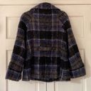 Free People  Bonjour Plaid Wool Coat Tartan Jacket Blue Black Woolen Bohemian XS Photo 10