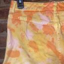 DKNY  Custom Tie Dye Orange Yellow Mini Denim Jean Skirt Women's Size 8 Photo 7