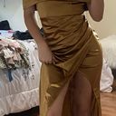 Maxi Gold Satin Dress Photo 0