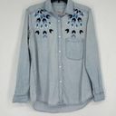 Rails  Brett Geo Embroidered Denim Button Up Shirt Blue Light Wash Size XS Photo 0