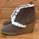 Gap  NEW YORK “Gwen Shearling” Tree Bark Suede Wedges Boots ladies size 9 Photo 1