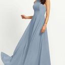 JJ's House  Dusty Blue A-Line Scoop Floor Length Chiffon Bridesmaid Dress Size 10 Photo 0