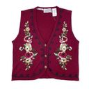 Jantzen Vintage  Classics Women's Floral Embroidered Sweater Vest Maroon Red NWT Photo 0