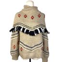 Lou & grey  For Loft Beige Long Sleeve Turtleneck Fair Isle Fringe Sweater Size S Photo 1