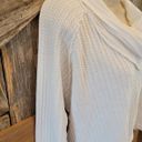 We The Free People Long Sleeve Waffle White Cowl Neck Top over sized XS crop front Photo 2