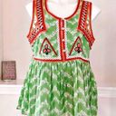 indigo. Moon Top Cotton Tie Dye Tribal Peplum Green White Blouse Size M Photo 3