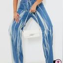 Pretty Little Thing  Women's Mid Blue Wash High Waist Tie Dye Wide Leg Jeans size Photo 2