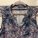 Caribbean Joe  Sleeveless V-Neck Tank Button Down Floral Blue Pink White Medium Photo 1