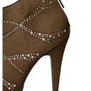 Michael Antonio Womens  Brown Rhinestone Studded Platform Ankle Booties Heels 7 Photo 5