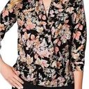 J.Jill  Black Floral Wrap Front Blouse Size XS Photo 0