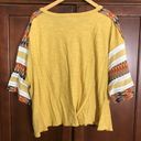 Umgee Oversize Large Mustard Yellow Multicolor Cotton Blend Boxy Blouse Photo 2