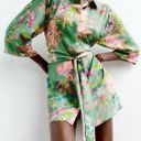 ZARA Printed Satin Effect Shirt Dress Photo 0