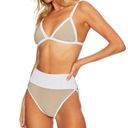 Beach Riot  Bikini Size XS Pamela Bikini Top & Emmy Bottoms Taupe & White Photo 0