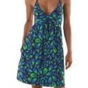 The North Face  Echo Lake Halter Dress Large Green Blue Floral Print Zip Pocket Photo 0