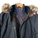 Barbour  NEW Thrunton Wax Parka Coat Jacket Faux Fur Hood Tartan Lining Navy US 4 Photo 1