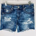 American Eagle  6 Super Super Stretch X Midi Destroyed Faux Patches Jean Shorts Photo 7