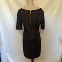 Bisou Bisou  Gold Shimmer Midi Bodycon Dress Size 14 Brown Sweetheart Neck Photo 6