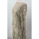 Tadashi Shoji  Tiered Lace Gown Scalloped Embroidered Dress Beige Ivory Womens 10 Photo 1