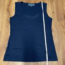 Karen Scott  Womens Sleeveless Top Size Medium Navy Blue Silver Stud T-Shirt Photo 5