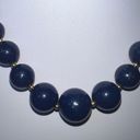 Vintage Blue  Glass Bead with Gold Tone Chain Necklace Photo 8