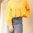 Bohme  Yellow Cropped Peplum Blouse Photo 2