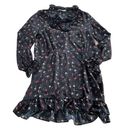 ZARA  Dress Womens Small Black Floral Long Sleeve Ruffle Mini Z1975 Denim Poly Photo 0