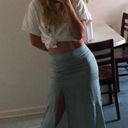 Free People Blue Satin Midi Skirt Photo 1