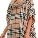 V. Fraas  Plaid Poncho With Cowl Knit Collar Photo 0