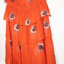 Rebecca Taylor Red Floral Silk Strapless Tiered Dress Size 2 Photo 2