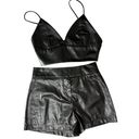 NWT House of Harlow 1960 Vegan Leather Black Shorts & Crop Top Size 8 Photo 0