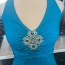 Cache  JEWEL EMBELLISHED HALTER KNIT MAXI DRESS BRIGHT BLUE SIZE MEDIUM NWT Photo 2